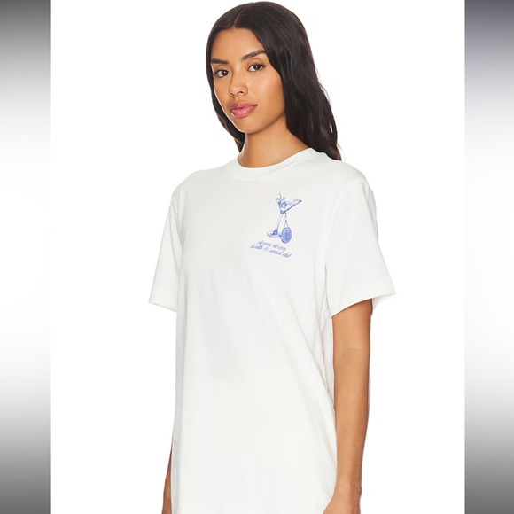 REVOLVE Tops - REVOLVE Cream Tee with Blue Graphic